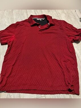 Ted Baker Men's Deep Red Textured Polo